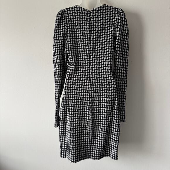 Who What Wear Dress Womens Medium Black White Houndstooth Fitted Career Business - Picture 4 of 11